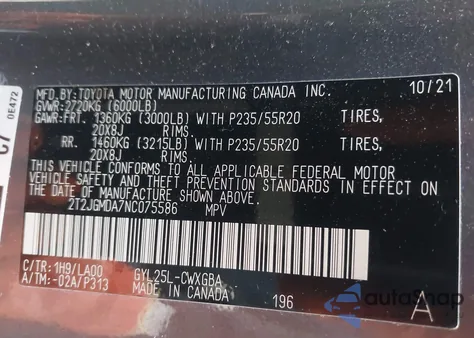 2022 Lexus Rx 450H from USA, damaged, VIN 2T2JGMDA7NC075586